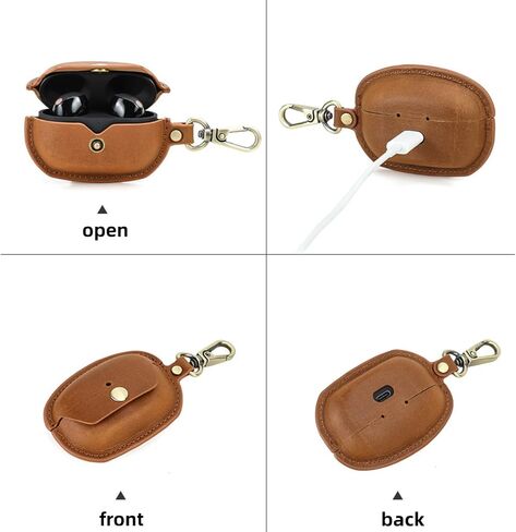 Leather Case Compatible with Sony WF-1000XM5, Cute Soft Genuine Leather PU Protective Case Cover Compatible with Sony WF-1000XM5 with Keychain in Kuwait