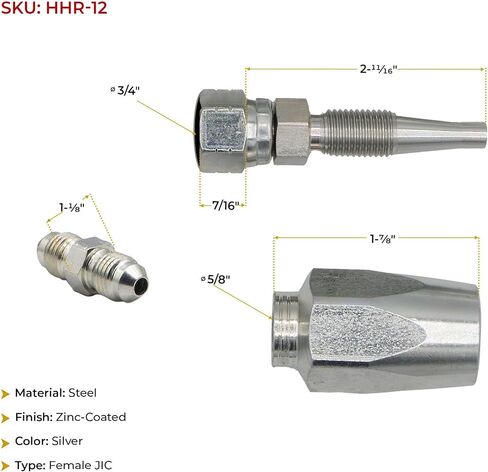 Mytee Products 2Pcs Hydraulic Hose Field Repair Kits 3/8" Steel Female JIC w/Adapter - Reusable Hydraulic Fittings for Wire Hydraulic Hose Compatible w/ R2, R16, R17, R19-3/8" Inner Diameter in Saudi Arabia