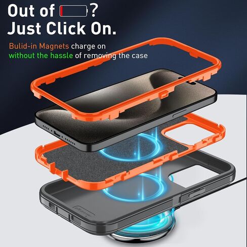 بالنسبة لحالة iPhone 15 [متوافقة مع Magsafe] ، فإن الغطاء الوعرة المكون من 3 طبقات مقاوم للصدمات الثقيلة ، ومقاوم للسكان ، ودية شحن لاسلكية (Aqua ، iPhone 15) in Saudi Arabia