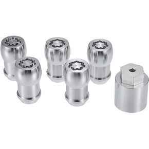 No.82215711 طقم صامولة قفل العجلة مع مفتاح لسيارة Jeep Wrangler JL 2018-2024 لسيارة Jeep Gladiator 2020-2024 / صواميل أقفال العجلات/معدن متين / مجموعة واحدة فضية اللون in Kuwait