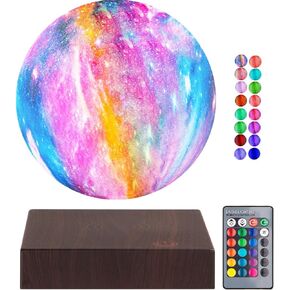 VGAzer Levitating Moon Lamp Floating and Spinning in Air Freely with Gradually Changing LED Lights Between 7 Colors,Decorative Light for Kids Lover Friends (Square Base)
