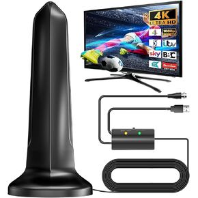 هوائي تلفزيون مطور 2024، مضخم داخلي رقمي عالي الدقة ذكي يزيد عن 600 ميل - معزز إشارة خارجية للقناة المحلية - دعم جوي ممتاز 4K 8K HDTV 1080p Fire Stick جميع أجهزة التلفاز - كابل سميك 25 قدم in Kuwait