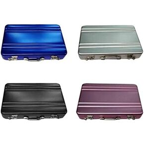 4 Pcs Business Card Case, Aluminum Business Card Holder Suitcase Waterproof Pocket Credit Card Holder Organizer ID Cards Pocket Credit Card Holder for Men and Woman (Black,Blue,Silver,Pink)