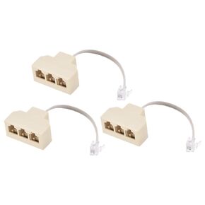 MECCANIXITY Phone Jack Splitter 6P4C Male to 3 Female Way Socket Adapter Telephone Line Splitter with Telephone Extension Cord 3 Pack