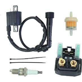 Ignition Coil for Yamaha YXR660 Rhino 660 Grizzly Raptor 660R Big Bear 400,for Kawasaki KFX 400,for Suzuki DRZ400S DRZ400E DRZ400SM Vinson 500 ATV with Starter Solenoid Relay