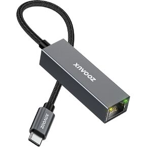 محول USB C إلى إيثرنت، ZOOAUX RJ45 إلى USB C Thunderbolt 3/Type-C Gigabit Ethernet LAN محول الشبكة، متوافق مع MacBook Pro، MacBook Air 2018 والإصدارات الأحدث، iPad Pro 2018 والإصدارات الأحدث، XPS والمزيد in Kuwait