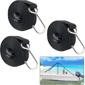 Boat Cover Support Poles Straps Adjustable, Boat Pole Straps with Stainless Steel Hook, Boat Cover Support Straps 1inch W x 11.5ft L, Straps for Boat Support Pole (3 Pack Black)