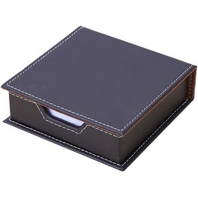 PU Leather Sticky Note Holder Notepad Memo Paper Storage Box Mini Items Dispenser Case Desktop Name Card Holder Organizer with Lid Cover for Office Home Black