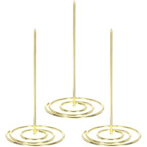PATIKIL Desk Receipt Holder Spike, 3 Pack Paper Receipt Holder Ticket Spindle Straight Rod Stand Bill Fork for Restaurant Invoice Bill, Golden