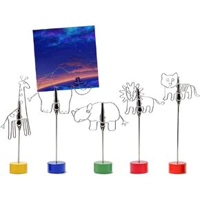 5 pcs Cute Animal Table Card Memo Holder Stand, Photo Clips Holder Desk Stand for Memo Paper Note Monmory Photo Christmas Wedding Number Card Display
