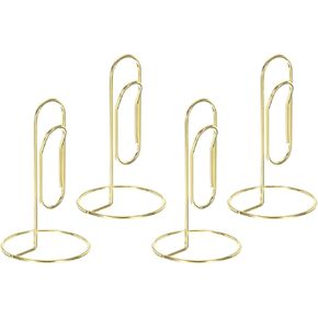 PATIKIL Place Card Holder, 4 Pack Memo Clip Holder Stand Table Number Holders Paper Clip Shape for Pictures Note Card Paper, Black