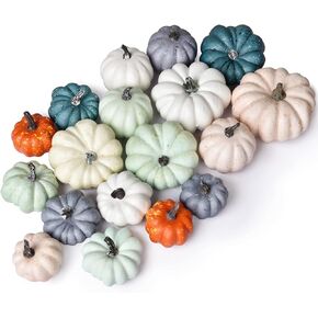 DearHouse 18Pcs Fall Artificial Pumpkins Harvest Frosted Pumpkins White Foam Faux Pumpkins for Fall Autumn Season Halloween Thanksgiving Harvest Holiday Festive Decor