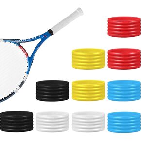 10 Pcs Tennis Grip Band, Silicone Racket Sealing Rings, Non-Slip Racquet Handle Finishing Ring, Overgrip Protector Fix Ring for Pickleball Paddle Badminton Squash Racquet