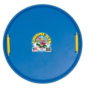 Lifetime Saucer Snow Sled, Heavy-Duty Plastic, Cold Weather Downhill Outdoor Winter Snow Sled with Handles (Blue).