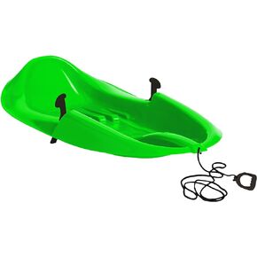 Era 38-inch Megablitzen Adventurer Sled with Hand Brakes and Tow Rope — 1 Rider Kids' Plastic Toboggan, Green