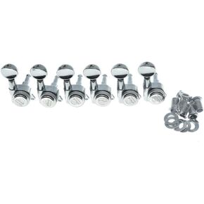 KAISH 6 Inline 18:1 Locking Tuners Tuning Keys Guitar Locking Tuning Machines with Mini Oval Buttons for Strat/Tele/Electric Guitars Black