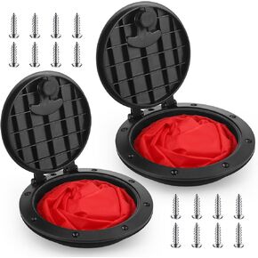 2 Deck Hatch with Storage Bag 6'' and 8'' Black Deck Plate Kit with Screws Plastic Marine Hatch Deck Plate Hatch Cover for Sailing Fishing Kayak Boating Rigging Marine Boat Kayak Canoe in Saudi Arabia
