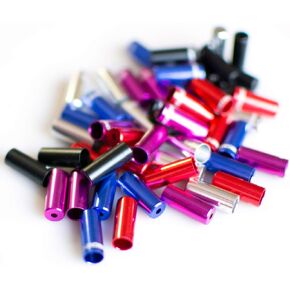 50pcs 4mm/ 5mm Aluminum Alloy Bike Derailleur Shift Brake Wire Cable End Cap, Bicycle Brake and Shifter Ferrule Kit, 5 Colors, 10pcs/ Color, 50pcs/ Bag