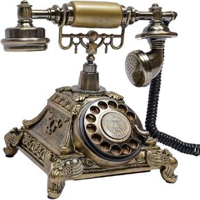 Royal Vintage Telephone Antique Desk Phone Corded Retro Phone Rotary Antique Dial Handset Corded Desk Home Office Vintage Decorative Telephone (White)