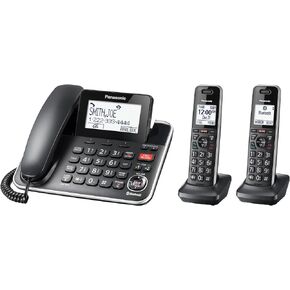 Panasonic® LinktoCell Dect 6.0 Expandable Corded/Cordless Phone with Digital Answering System and Smart Call Blocker, KX-TGF882B