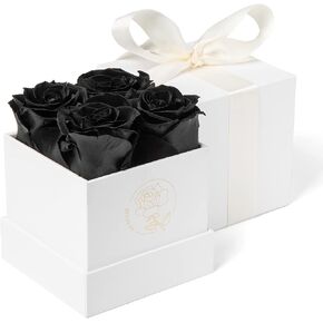 DuHouse 4pcs Preserved Roses Box of Forever Flower Eternal Roses Preserved Flowers Gift for Valentine Birthday Mother's Day Thanksgiving Christmas Anniversary(Pink)