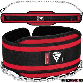 RDX Dip Belt for Weight Lifting, Heavy Duty 36 Inch Adjustable Steel Chain, Dipping Belt Chin Pull Ups Gym Training Bodybuilding Powerlifting Fitness Workout, 6" Padded Neoprene Back Support Men Women