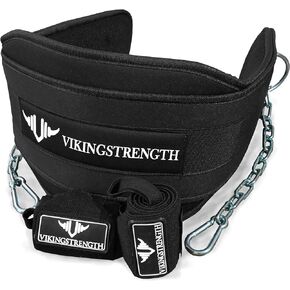 Dip Belt for Weight Lifting Including Wrist Wraps. Premium Padded Dips Belt with Long Chain for Pullups Triceps Weighted belt for Workout Powerlifting + V-Strength Workout App