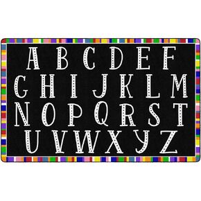 Flagship Carpets Colorful Abc's Multicolor Border Area Rug for Childrens Classroom, at Home Education or Kids Play Room, 6' x 8'4", Rectangle