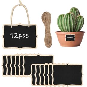 Chalkboard Tags for Baskets, Hanging Mini Chalkboard Signs with String, Small Hanging Chalkboard Tags Wooden Labels for Bottle and Storage, Food, Party, Wedding (12 Pack) in Kuwait