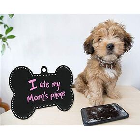 Dog Bone Shaped Chalkboard Message Sign. Black w/White Print - 7 1/2" x 12"