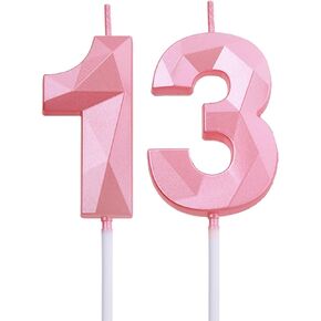 2 inch Blue 13 & 31 Birthday Candles, 3D Diamond Number 13rd & 31st Cake Topper for Boys Girls Birthday Party Decorations Theme Party
