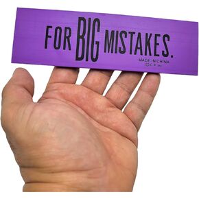 Huge 6.75" [for Big Mistakes.] Colorful Rubber Pencil Erasers. Rectangular Shape. (Pink (1 Pack))