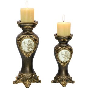 OK Lighting Grecian Candleholder (Set of 2), 14.0"