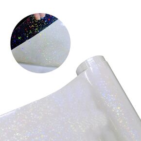 12" x 20 ft Stars Holographic Sticker Paper Clear Rainbow Self Adhesive Waterproof Transparent Overlay Film Holographic Laminate Film