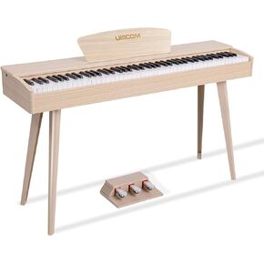 88-Key Weighted Keyboard Piano - Full-Size Beginner Digital Piano with Multi-Functional Wooden Electric Keyboard, Portable Stand, Power Adapter, Triple Pedal, and MIDI Connectivity