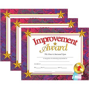 Improvement Award Certificate, 30 Per Pack, 3 Packs