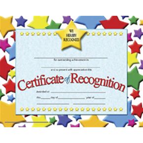 Hayes Certificate of Recognition, 8.5" x 11", Pack of 30