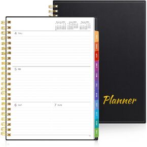 GNL 2025 Weekly and Monthly Planner, January - December 2025, 8.5" x 11" Monthly Planner with Flexible Cover, Spiral Binding Notebook with Monthly Tab, Pockets, Bookmark, Vintage Green