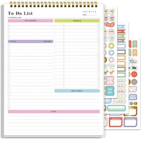Undated Weekly Planner Pad, Spiral Weekly To Do List Notepad with Habit Tracker, Weekly Calendar Desk Planner Notebook for Work School Home Office Supplies, 52 Sheets Tear Off 8.5x11" Teal