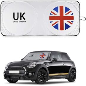 Mini Cooper Union Jack Windshield Sunshade Compatible with Mini Cooper Clubman Countryman Union Jack Accessories Blocks UV Rays Keep Vehicle Cool (Red)