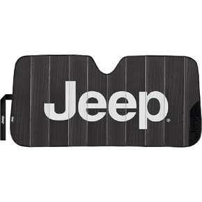 Plasticolor 003859W01 Jeep Black Matte Finish Front Windshield Sunshade for Car Truck SUV