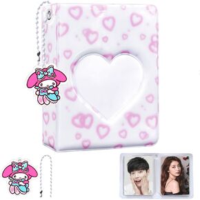 Kpop Photocard Binder, 3 Inch Mini Album with Love Heart Design, 20 Pockets, Lightweight and Portable