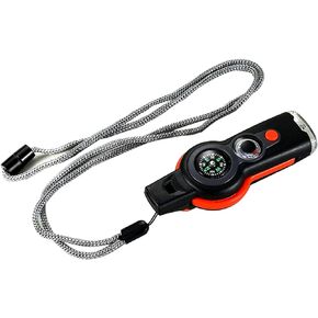 7 in 1 Multi-Function Compass, Outdoor Survival Safety Whistle Compass Thermometer LED Mirror Magnifying Glass Multitool for Camping, Hiking, Hunting, Fishing and Adventure