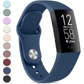 Band Compatible with Fitbit Charge 4 Bands Women Men, Soft Silicone Waterproof Sport Replacement Wristbands Strap for Fitbit Charge 4 / Charge 3 Fitness Tracker Accessories