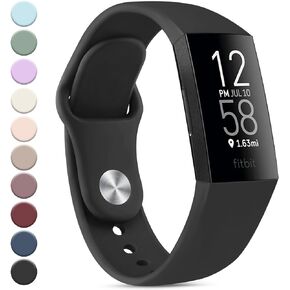 Band Compatible with Fitbit Charge 4 Bands Women Men, Soft Silicone Waterproof Sport Replacement Wristbands Strap for Fitbit Charge 4 / Charge 3 Fitness Tracker Accessories