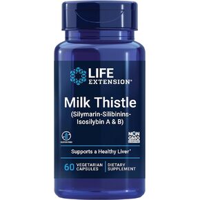 Life Extension Advanced Milk Thistle - Milk Thistle Extract Supplement - Silymarin, Silibinins, and Isosilybin A & B - For Liver Health Support and Detox - Gluten-Free, Non-GMO - 60 Capsules