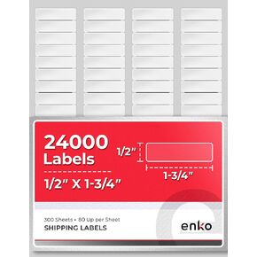 enKo 8000 Labels, 1/2" x 1-3/4" - White - Address, Mailing, Shipping & Barcode Blank Labels for Laser and Inkjet Printers