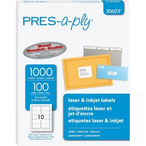 PRES-a-ply Laser Labels, 2 x 4 Inch, White, 1000 Count (30603)