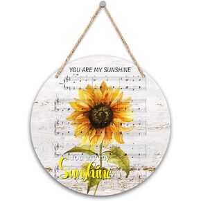 You Are My Sunshine Gifts Round Wood Home Decor Hanging Sign, Sunflower Decor Hanging Plaque Inspirational Gift, Farmhouse Hanging Ornaments for Bedroom Living Room -19