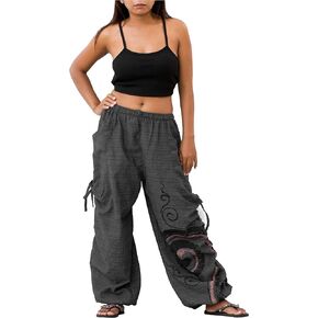 Women's Harem Cotton Pants Loose Fit Yoga Spiral Print Pants with Pockets